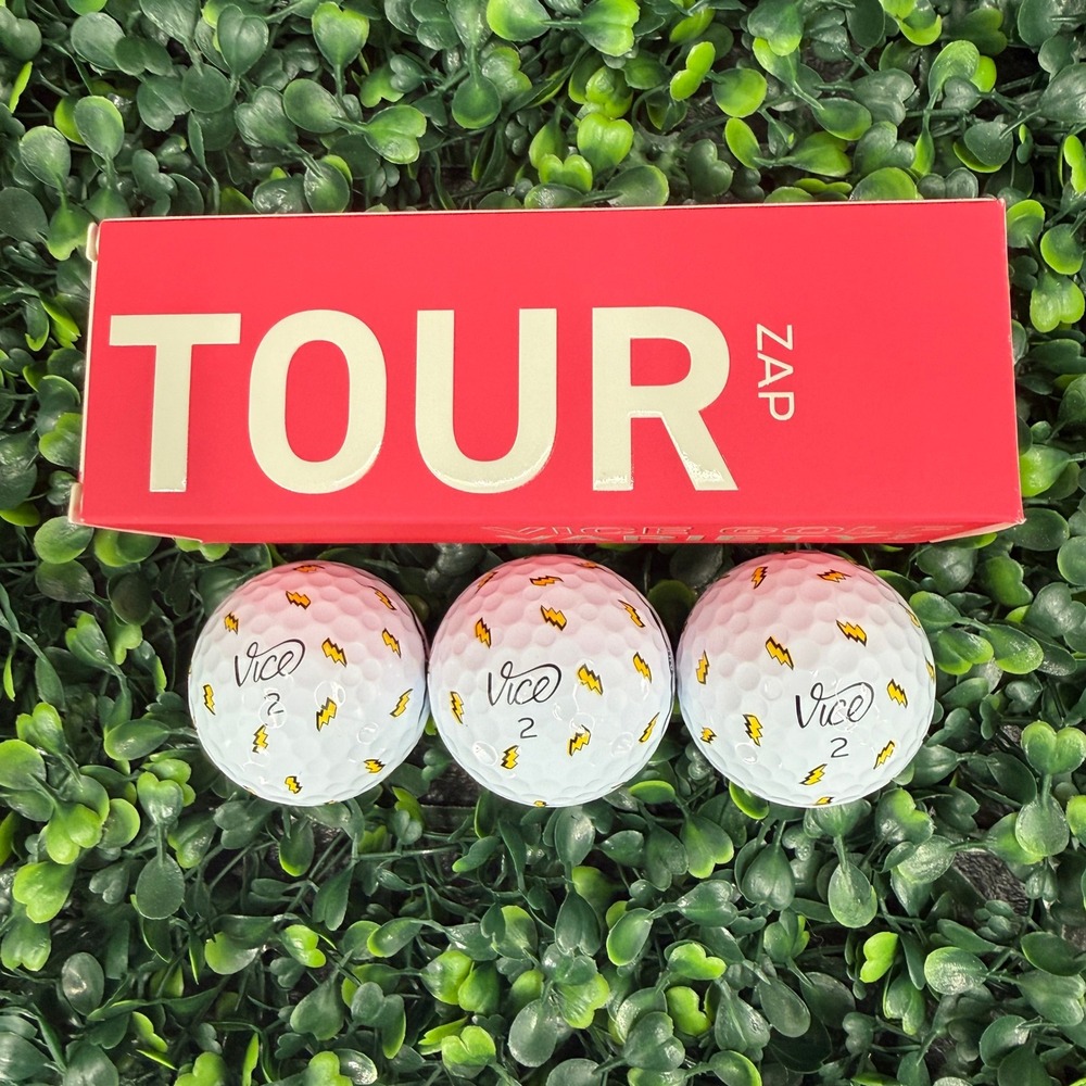 Vice Golf Tour Zap Lightning Bolt Golf Balls 3 Count Sleeve White Red New